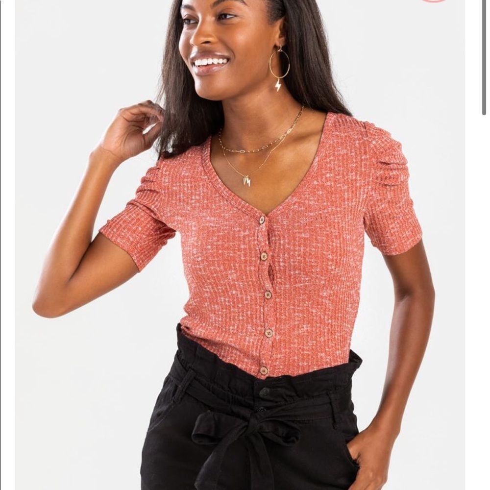 Knit Button Front Crop Top